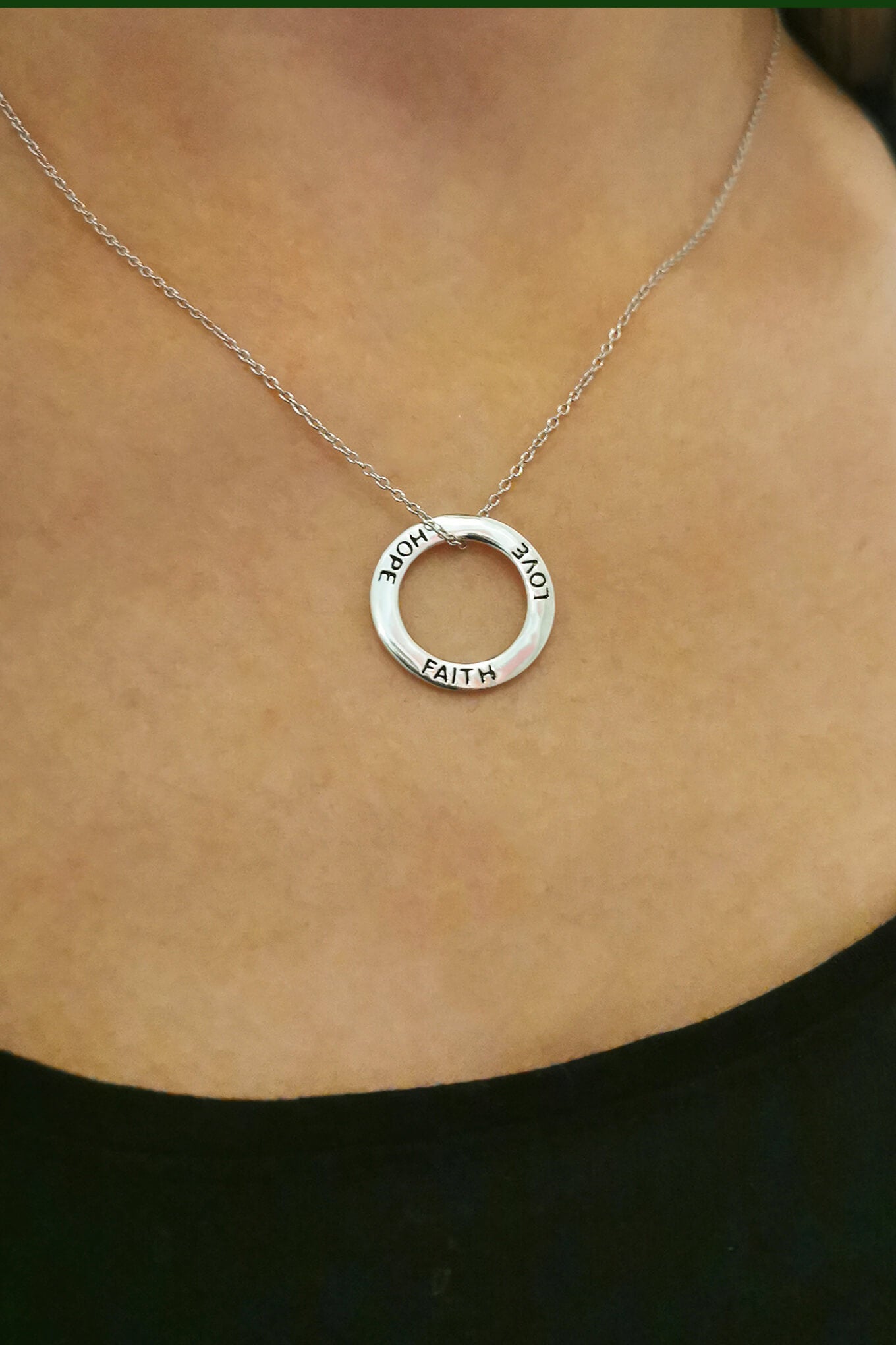 Faith, Love, Hope – Stamped Sterling Silver Necklace