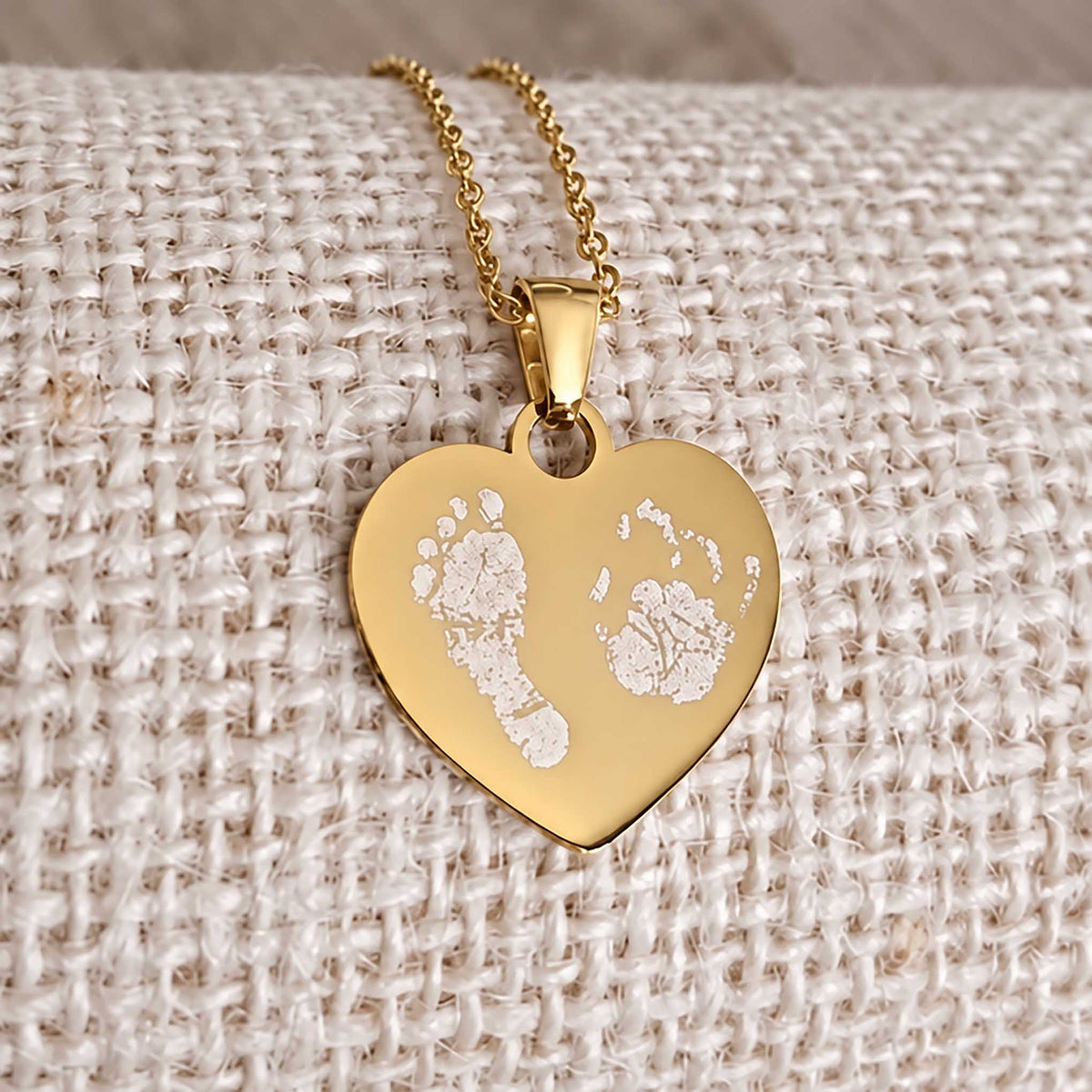 Personalised Baby Loss & Twin Loss Memorial Necklace – Double Footprint or Handprint Engraving
