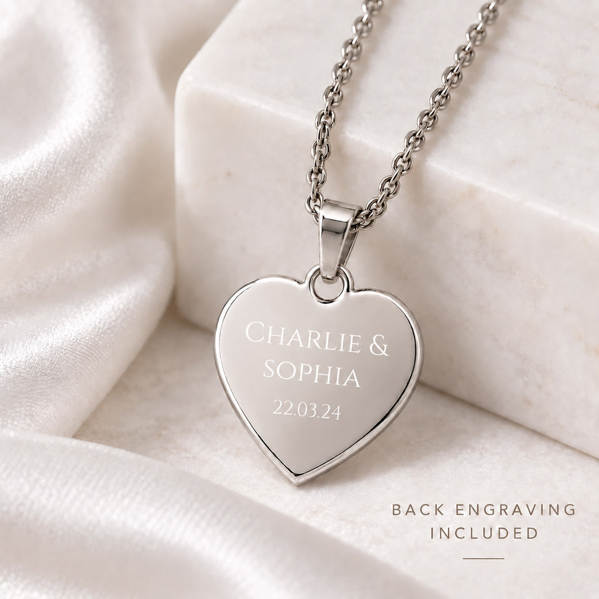 Personalised Baby Loss & Twin Loss Memorial Necklace – Double Footprint or Handprint Engraving